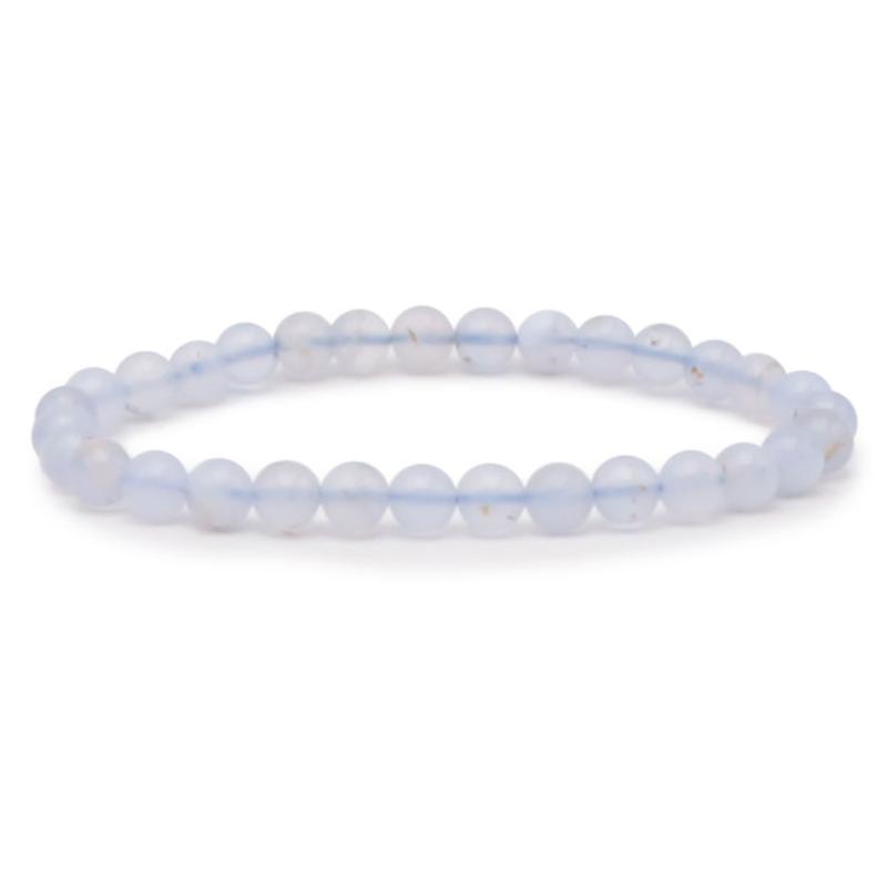 Bracelet calcédoine bleue Namibie AA (boules 5 - 6mm) - La Boite à Cailloux