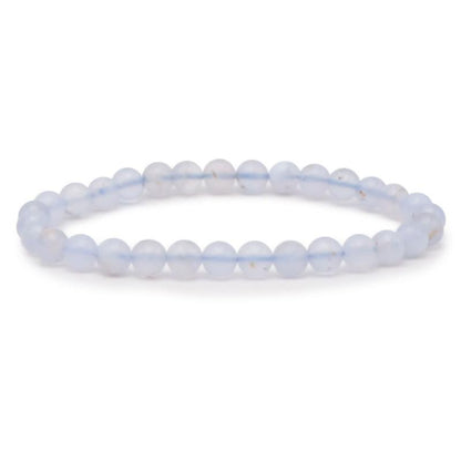 Bracelet calcédoine bleue Namibie AA (boules 5 - 6mm) - La Boite à Cailloux