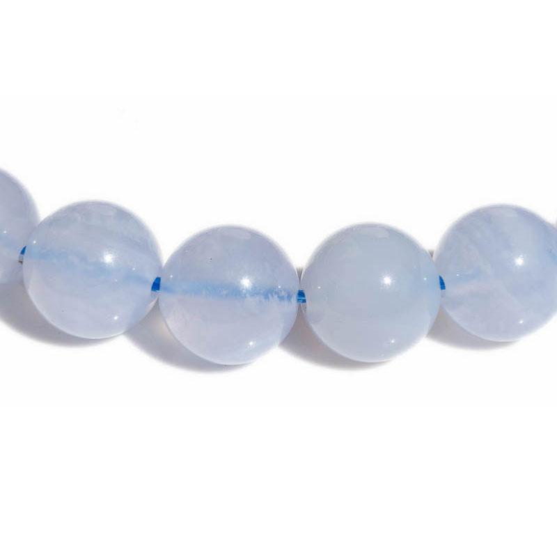 Bracelet calcédoine bleue Namibie AA (boules 7 - 8mm) - La Boite à Cailloux