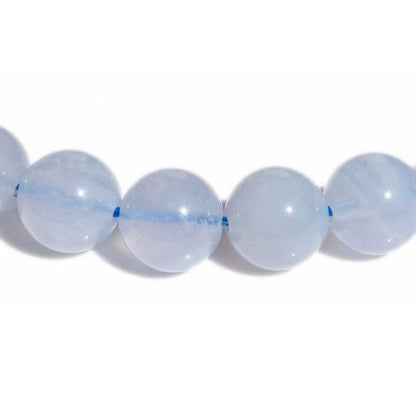 Bracelet calcédoine bleue Namibie AA (boules 7 - 8mm) - La Boite à Cailloux