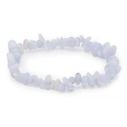 Bracelet calcédoine bleue Namibie AA (perles baroques) - La Boite à Cailloux