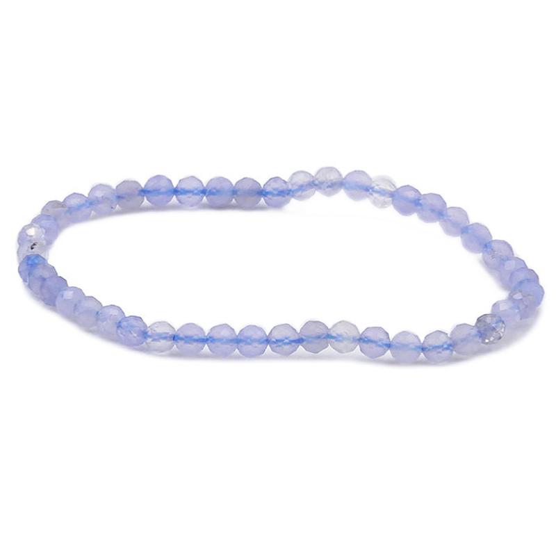 Bracelet calcédoine bleue Namibie AA (perles facettées 2 - 3mm) - La Boite à Cailloux