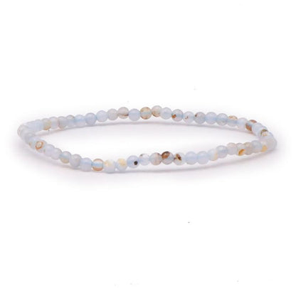 Bracelet calcédoine bleue Namibie AB (boules 3 - 4mm) - La Boite à Cailloux