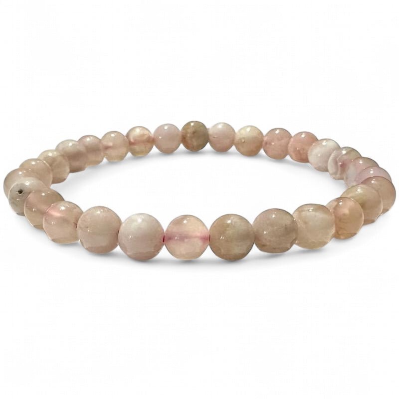 Bracelet calcédoine rose Brésil AA (boules 5 - 6mm) - La Boite à Cailloux