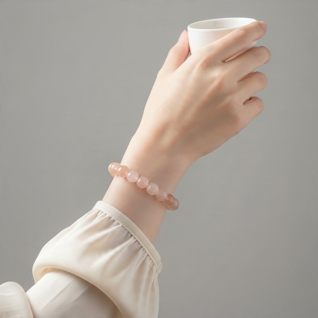 Bracelet calcédoine rose Brésil AA (boules 7-8mm) - La Boite à Cailloux