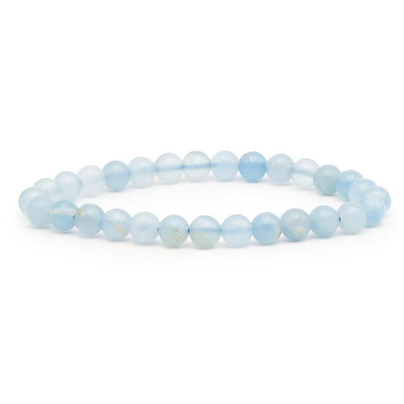 Bracelet calcite bleue Mexique AAA (boules 5 - 6mm) - La Boite à Cailloux
