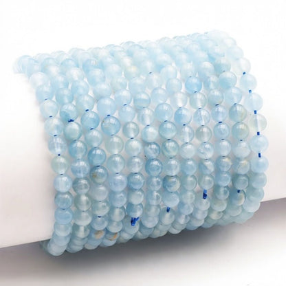 Bracelet calcite bleue Mexique AAA (boules 5 - 6mm) - La Boite à Cailloux