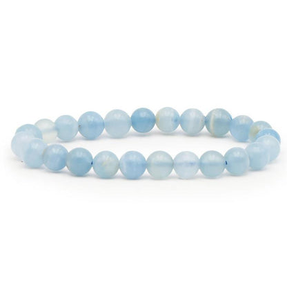 Bracelet calcite bleue Mexique AAA (boules 7 - 8mm) - La Boite à Cailloux