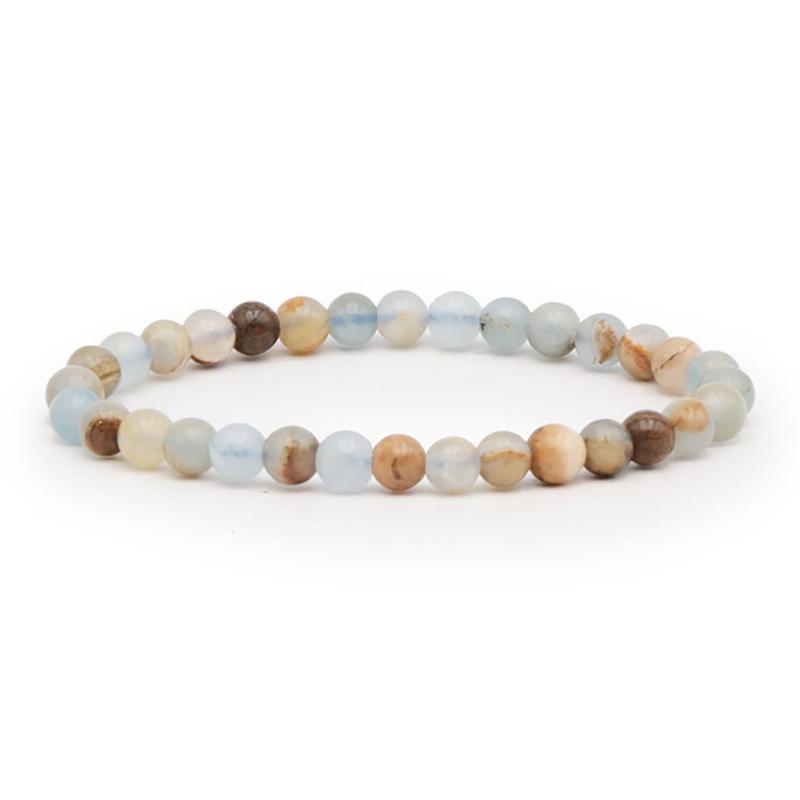 Bracelet calcite bleue sur Guangue Mexique AA (boules 5 - 6mm) - La Boite à Cailloux