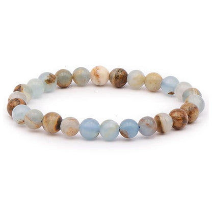 Bracelet calcite bleue sur Guangue Mexique AA (boules 7,5 - 8,5mm) - La Boite à Cailloux