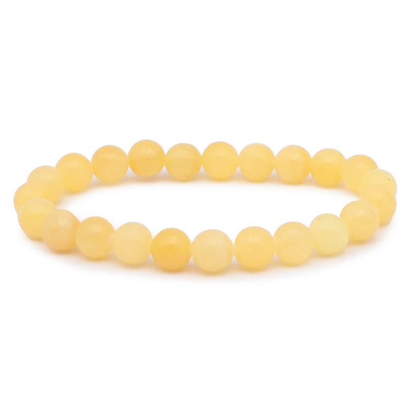 Bracelet calcite orange Mexique A (boules 7 - 8mm) - La Boite à Cailloux