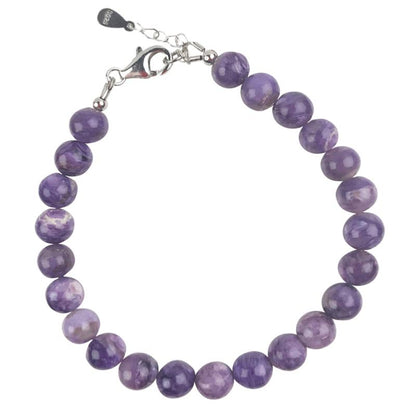 Bracelet charoite argent 925 (boules 7mm) - La Boite à Cailloux