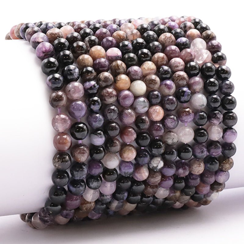 Bracelet charoite Russie A (boules 5 - 6mm) - La Boite à Cailloux