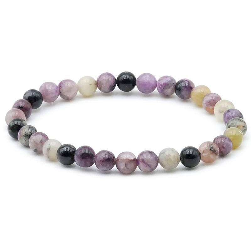 Bracelet charoite Russie A (boules 5 - 6mm) - La Boite à Cailloux