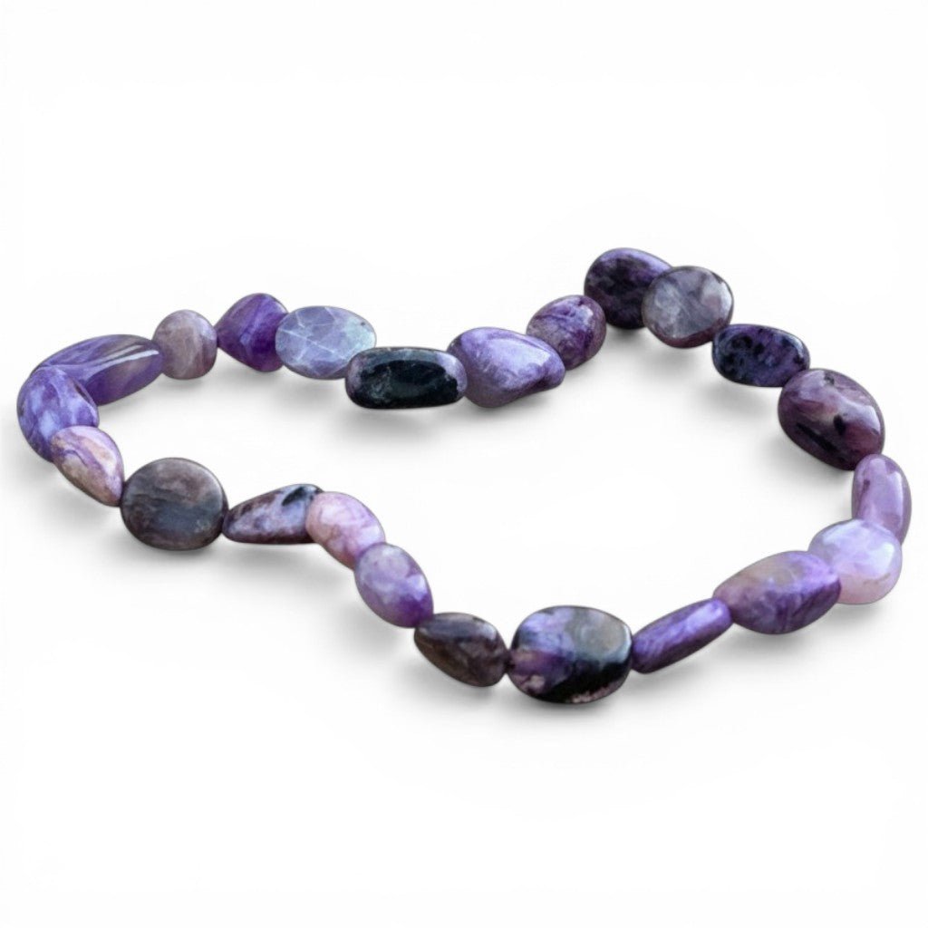 Bracelet charoite Russie A (grains 5 - 7mm) - La Boite à Cailloux