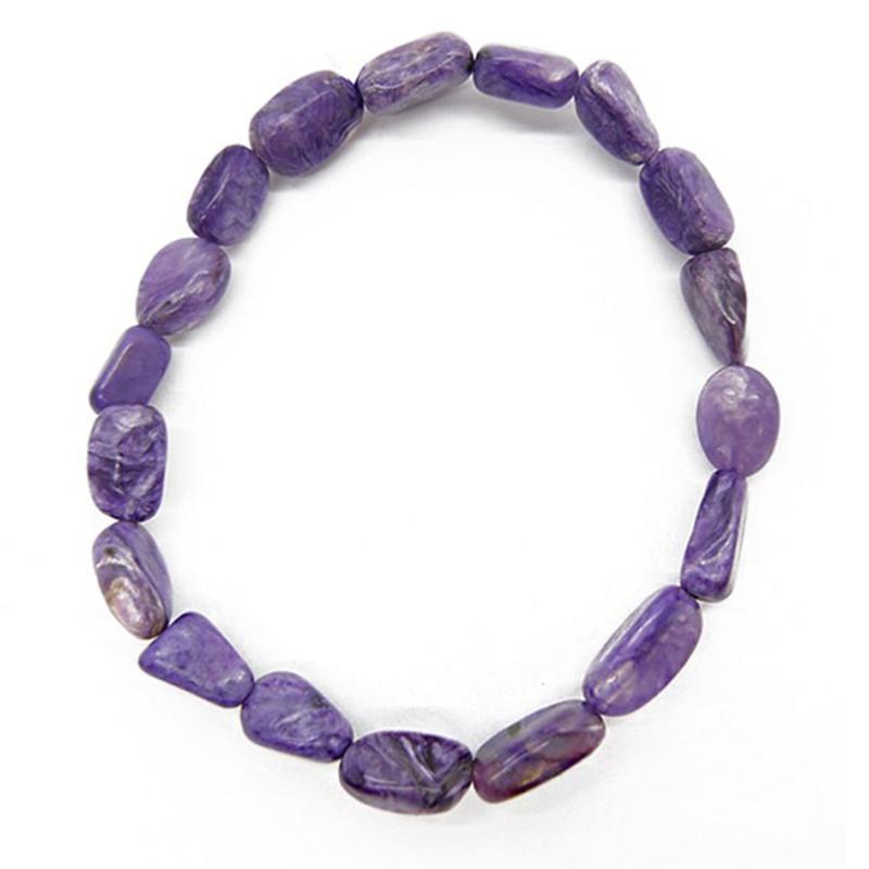 Bracelet charoite Russie A (pierres roulées) - La Boite à Cailloux