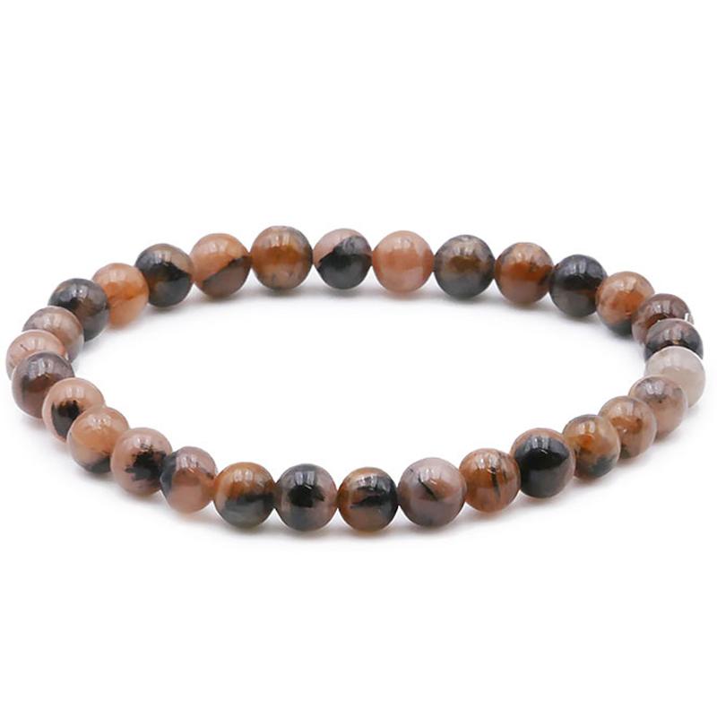 Bracelet chiastolite Chine AA (boules 5 - 6mm) - La Boite à Cailloux
