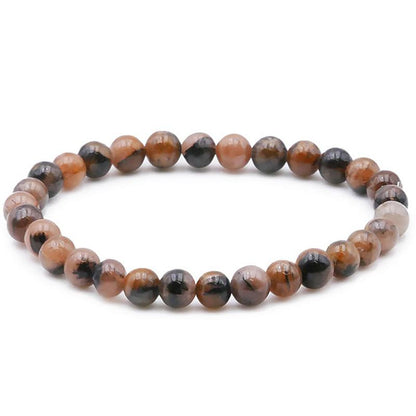 Bracelet chiastolite Chine AA (boules 5 - 6mm) - La Boite à Cailloux