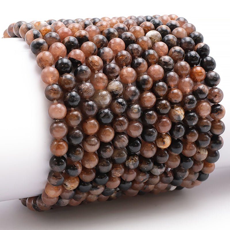 Bracelet chiastolite Chine AA (boules 5 - 6mm) - La Boite à Cailloux