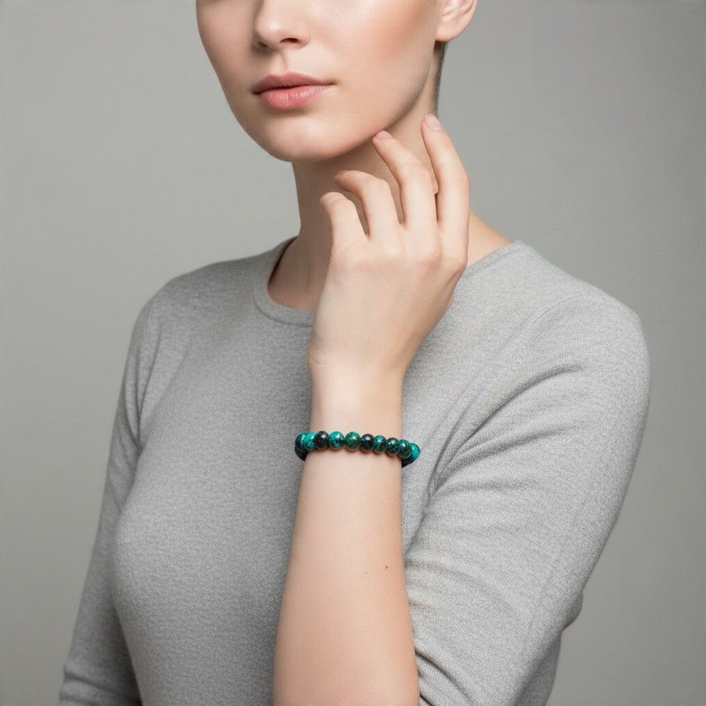 Bracelet chrysocolle Congo AAA (boules 8-9mm) - La Boite à Cailloux