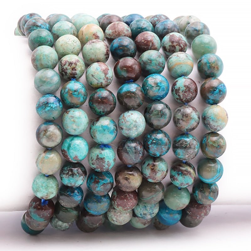 Bracelet chrysocolle Pérou A (boules 9 - 10mm) - La Boite à Cailloux
