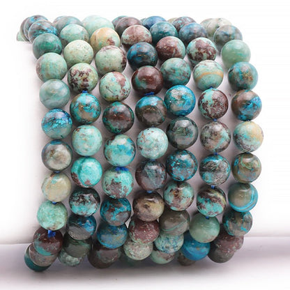 Bracelet chrysocolle Pérou A (boules 9 - 10mm) - La Boite à Cailloux