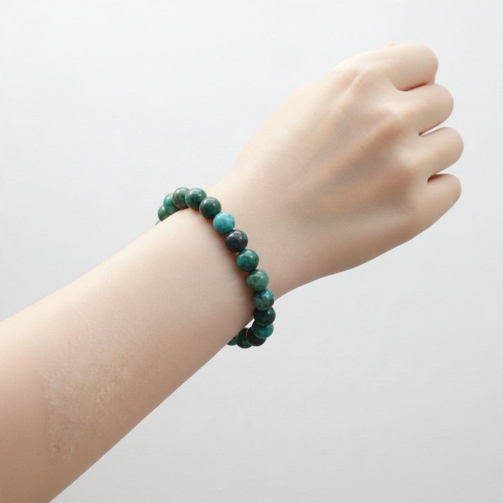 Bracelet chrysocolle Pérou AA (boules 9-10mm) - La Boite à Cailloux