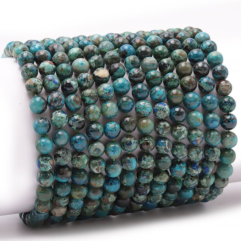 Bracelet chrysocolle Shattuckite Afrique du Sud AA (boules 5 - 6mm) - La Boite à Cailloux