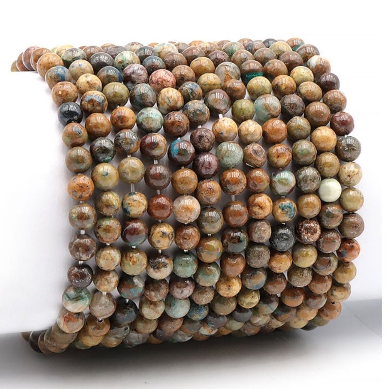 Bracelet chrysocolle sur Gangue Pérou AB (boules 5 - 6mm) - La Boite à Cailloux