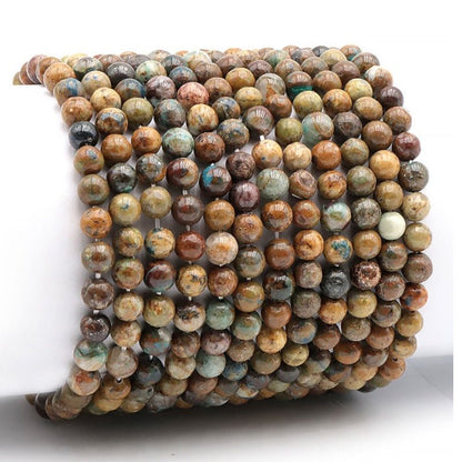 Bracelet chrysocolle sur Gangue Pérou AB (boules 5 - 6mm) - La Boite à Cailloux