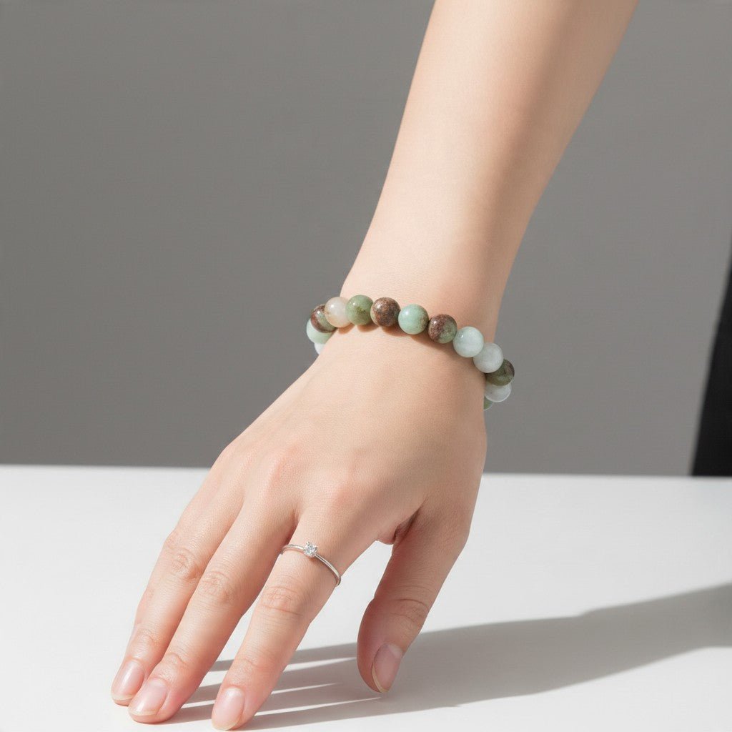 Bracelet Chrysoprase Australie A (boules 7-8mm) - La Boite à Cailloux