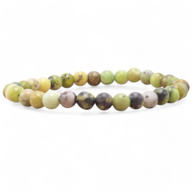 Bracelet Chrysoprase citron Brésil AB (boules 5 - 6mm) - La Boite à Cailloux