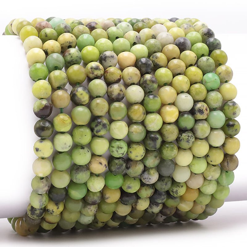 Bracelet Chrysoprase citron Brésil AB (boules 5 - 6mm) - La Boite à Cailloux