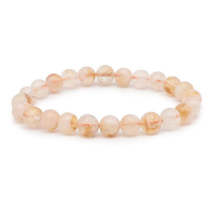 Bracelet citrine chauffée (améthyste chauffée) Brésil A (boules 7 - 8mm) - La Boite à Cailloux
