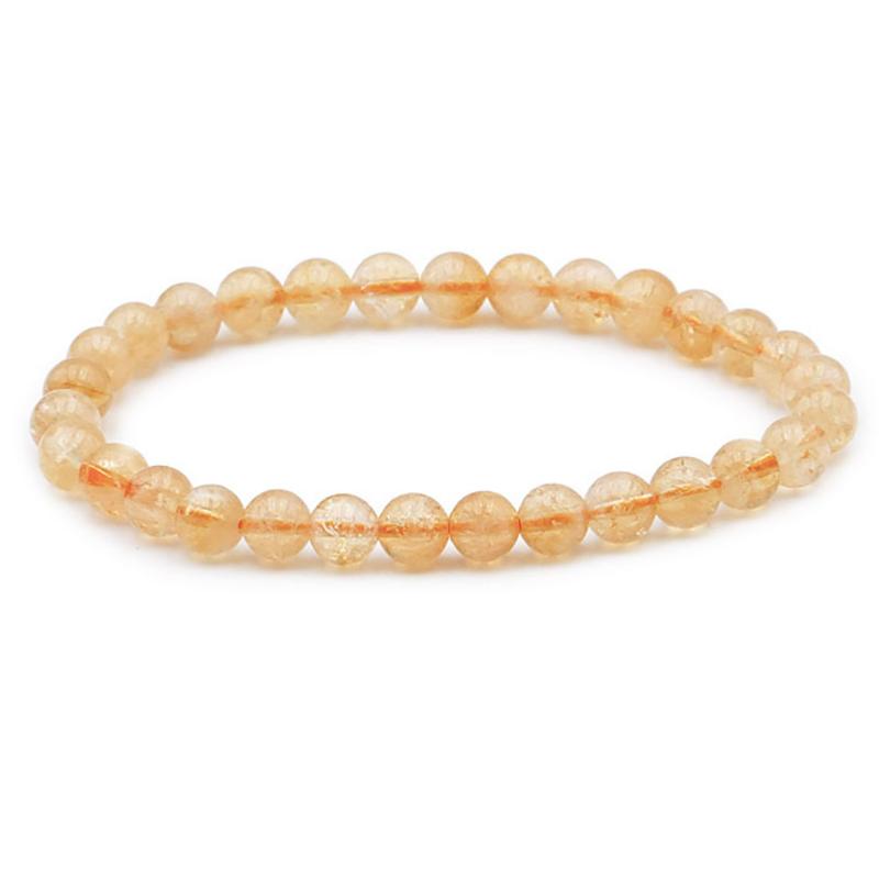 Bracelet citrine chauffée (améthyste chauffée) Brésil AA (boules 5 - 6mm) - La Boite à Cailloux