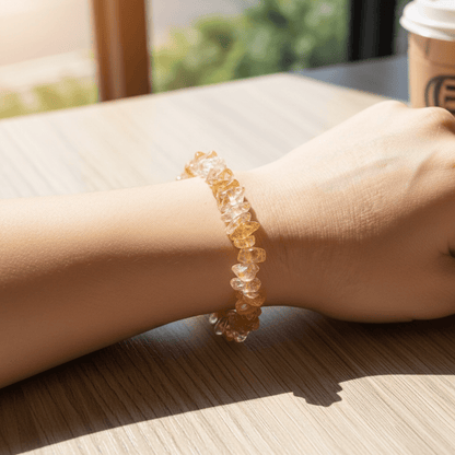 Bracelet citrine chauffée Brésil A (perles baroques) - La Boite à Cailloux