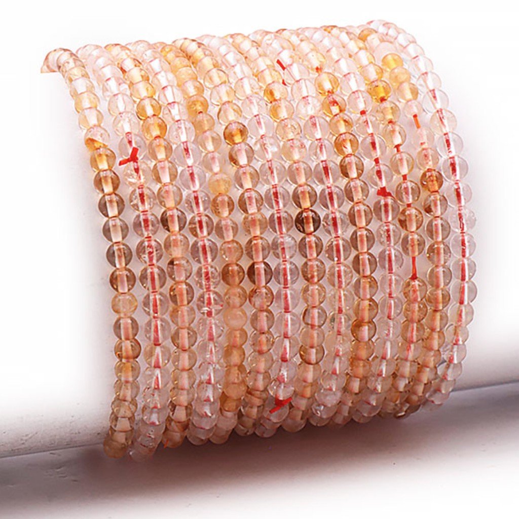 Bracelet citrine naturelle Madagascar A+ (boules 3 - 4mm) - La Boite à Cailloux