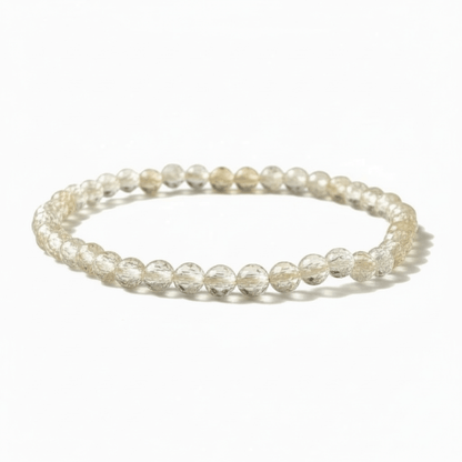 Bracelet citrine naturelle Madagascar A (perles facettées 3 - 4mm) - La Boite à Cailloux