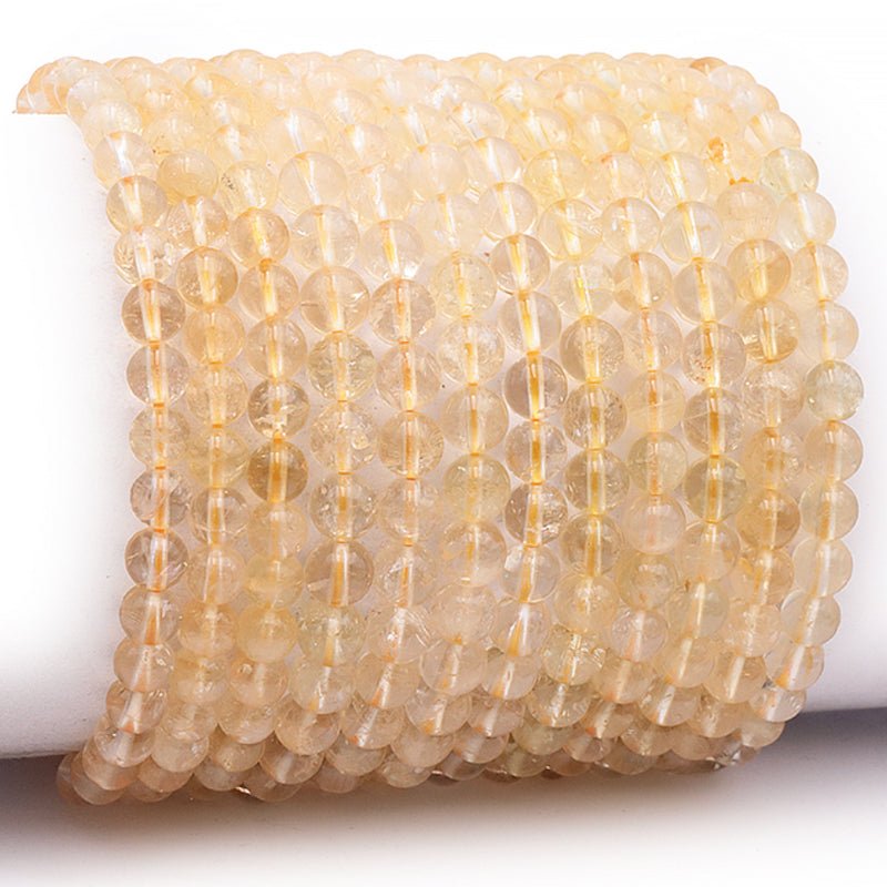 Bracelet citrine naturelle Madagascar AA (boules 5 - 6mm) - La Boite à Cailloux