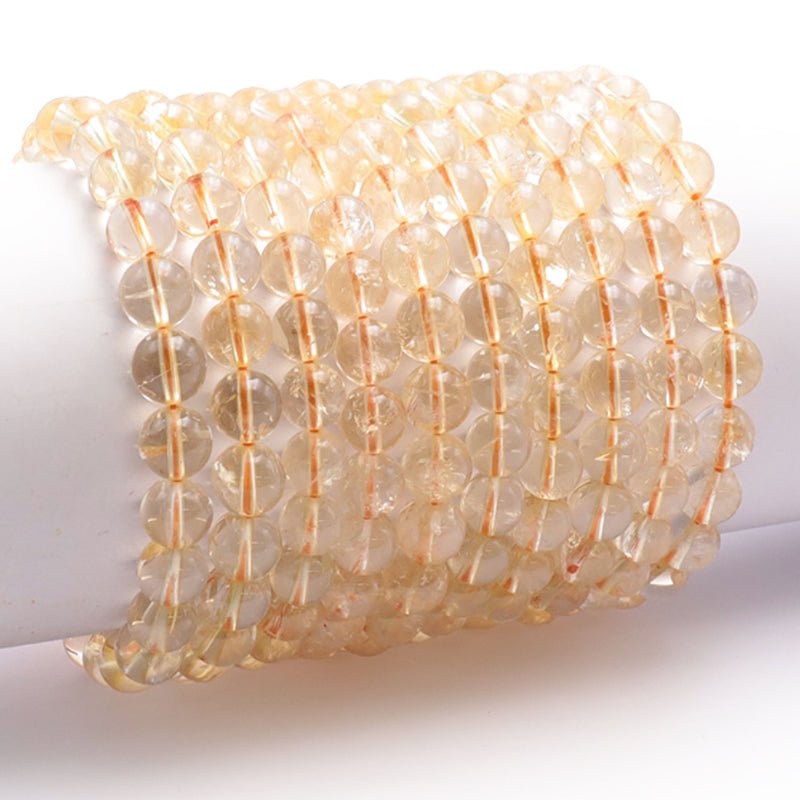 Bracelet citrine naturelle Madagascar AA (boules 7 - 8mm) - La Boite à Cailloux