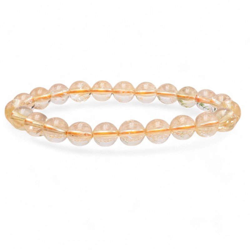 Bracelet citrine naturelle Madagascar AA (boules 7 - 8mm) - La Boite à Cailloux