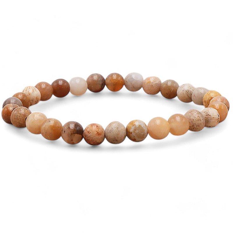 Bracelet corail fossilisé Brésil A (boules 5 - 6mm) - La Boite à Cailloux