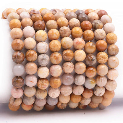 Bracelet corail fossilisé Brésil A (boules 7-8mm) - La Boite à Cailloux