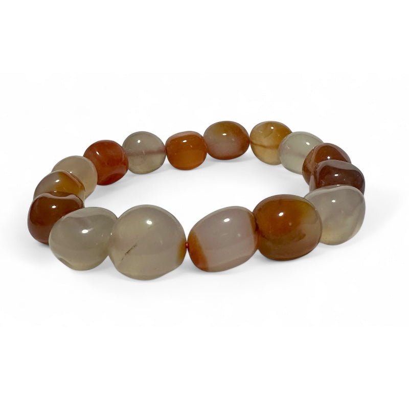 Bracelet cornaline Brésil A (pierres roulées) 10 - 12mm - La Boite à Cailloux