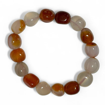 Bracelet cornaline Brésil A (pierres roulées) 10 - 12mm - La Boite à Cailloux