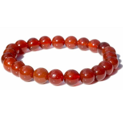 Bracelet cornaline chauffée Brésil A (boules 10mm) - La Boite à Cailloux