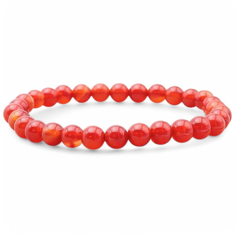 Bracelet cornaline chauffée Brésil A (boules 5 - 6mm) - La Boite à Cailloux