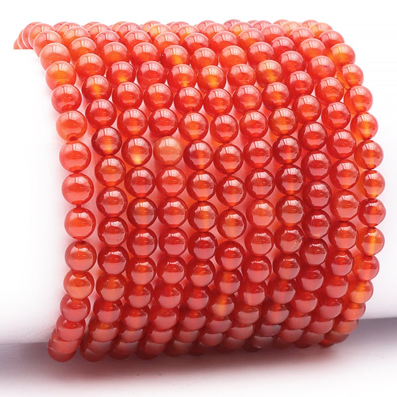 Bracelet cornaline chauffée Brésil A (boules 5 - 6mm) - La Boite à Cailloux