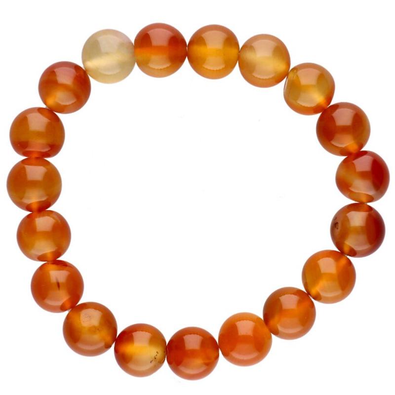 Bracelet cornaline naturelle Brésil A (boules 10mm) - La Boite à Cailloux