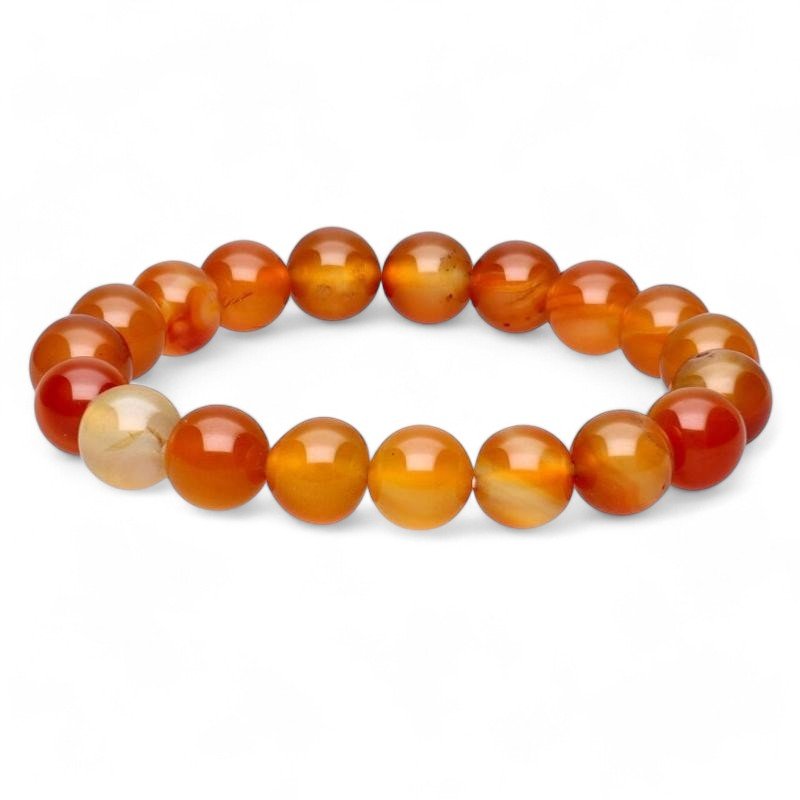 Bracelet cornaline naturelle Brésil A (boules 10mm) - La Boite à Cailloux